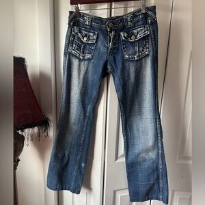 Women’s Blue Washed Straight-Leg Jeans